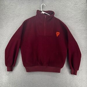 VTG Virginia Tech Hokies Maroon 1/4 Zip PolarFleece Pullover Sweater Adult Large
